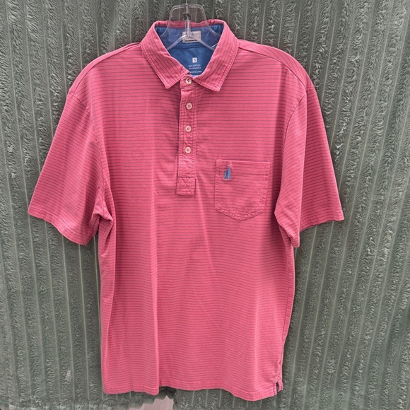 johnnie-O Other - Johnnie-O Cotton Polo, Coral/Light Blue Stripe Size small